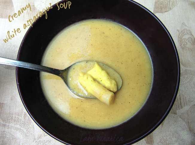 Creamy white asparagus soup by Laka kuharica: simple, delicate and silky-smooth asparagus soup is absolutely heavenly.