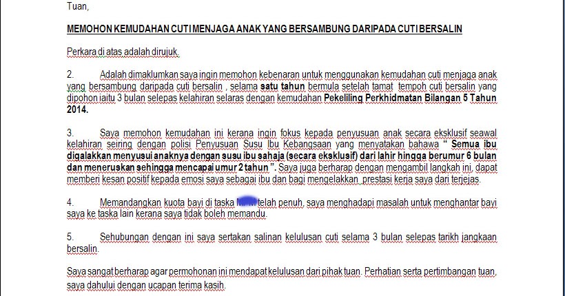 44+ Contoh surat permohonan cuti bersalin tanpa gaji terbaru terbaik