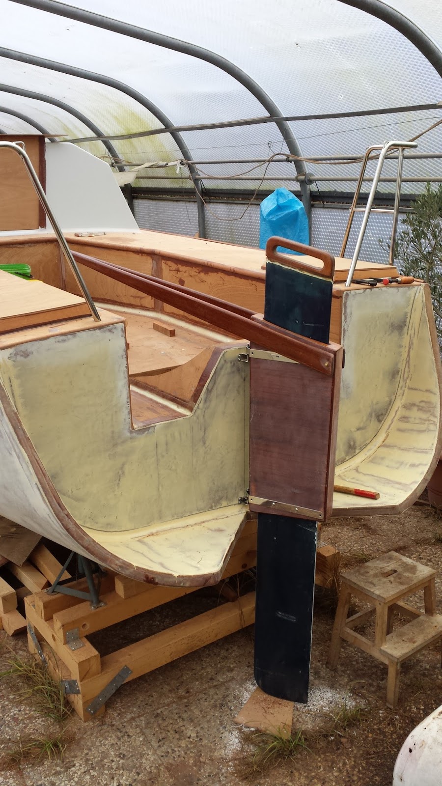 Plywood Boat Building Blog Rudder Box. Bushings and Threads Inserted