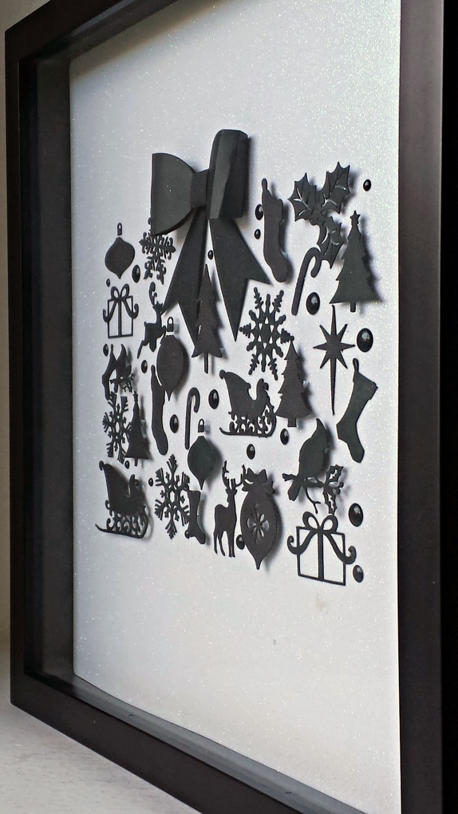 Black & White DIY Christmas Shadow Box, a tutorial featured by top US craft blog, Ameroonie Designs