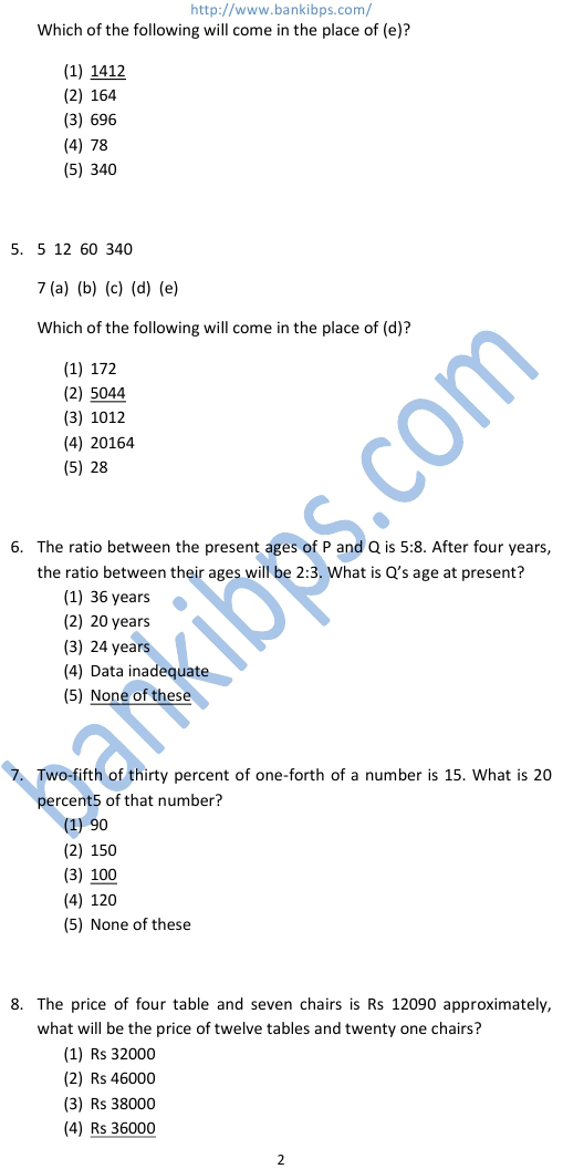 banking aptitude test questions answers