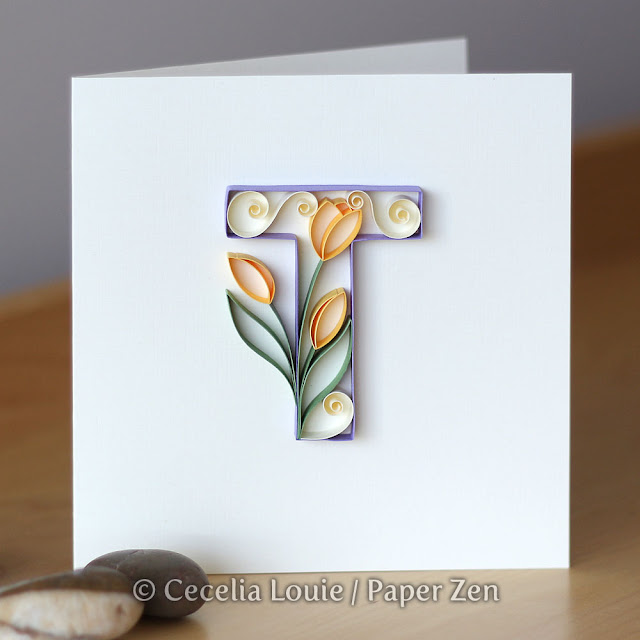 quilling letters monogram letter t tulip flower tutorial pattern
