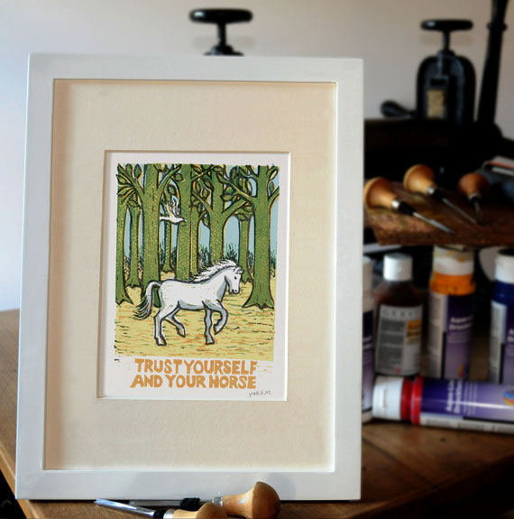 card "trust yourself and your horse" by Yukié Matsushita