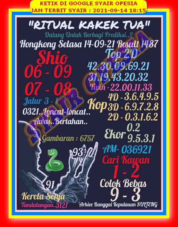 Syair Toto Hongkong 14 September 2021 Royal Syair