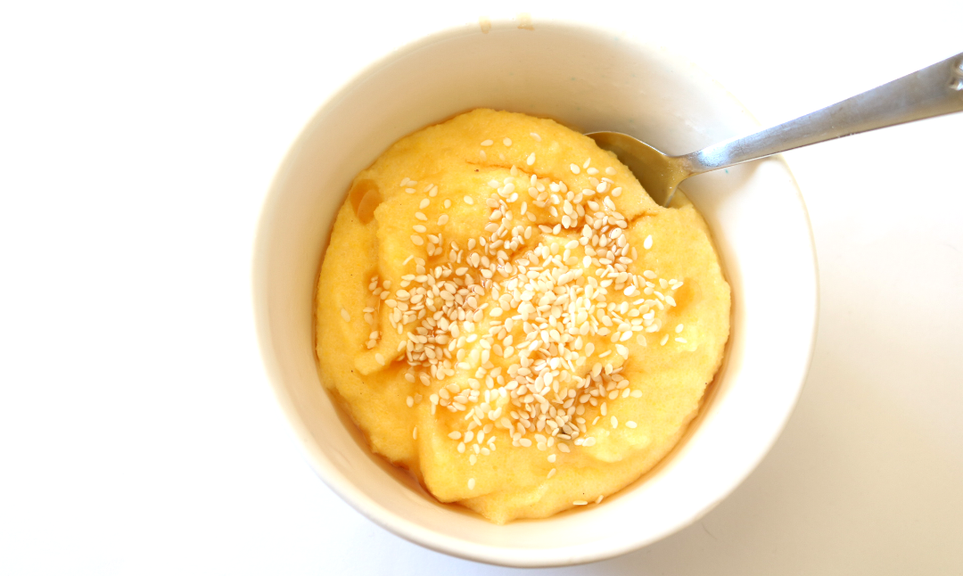 Sweet Polenta Porridge with Cardamon, Sesame Seeds and Maple Syrup