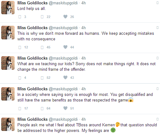 nk BBNaija: "Sorry doesn't make things right" Tboss' sister reacts to Kemen getting as much media attention as other housemates