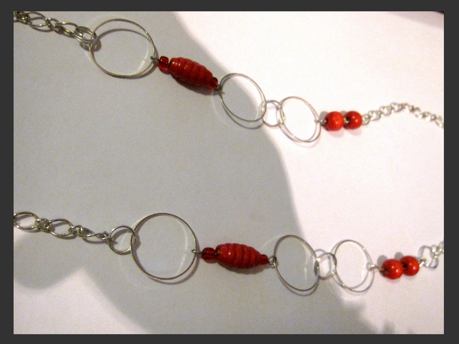 The Jade - jewelry: Red and silver necklace 004