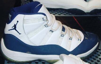 blue and white patent leather jordans