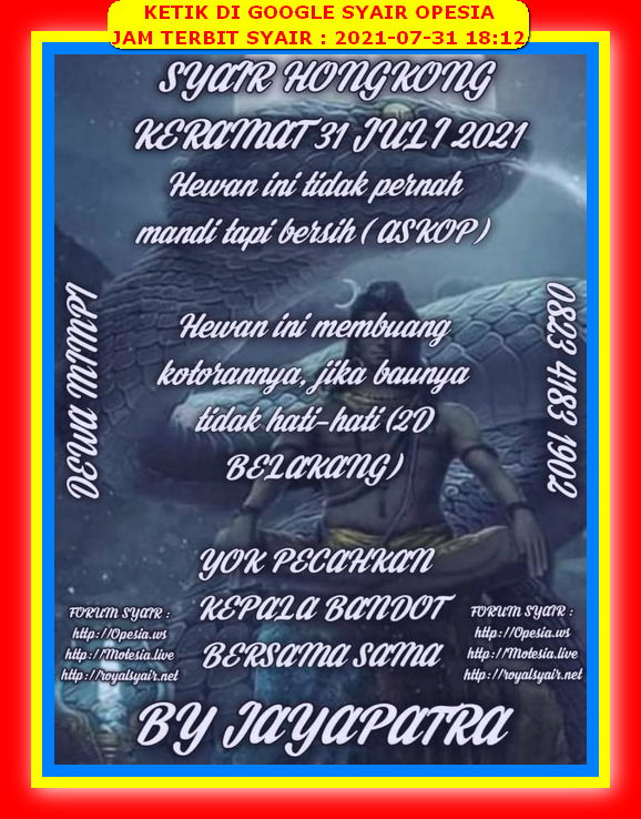 Syair Hk Malam Ini Sabtu 31 Juli 2021 Opesia Official Syair Hk Malam Ini Sabtu 31 Juli 2021 Opesia Official