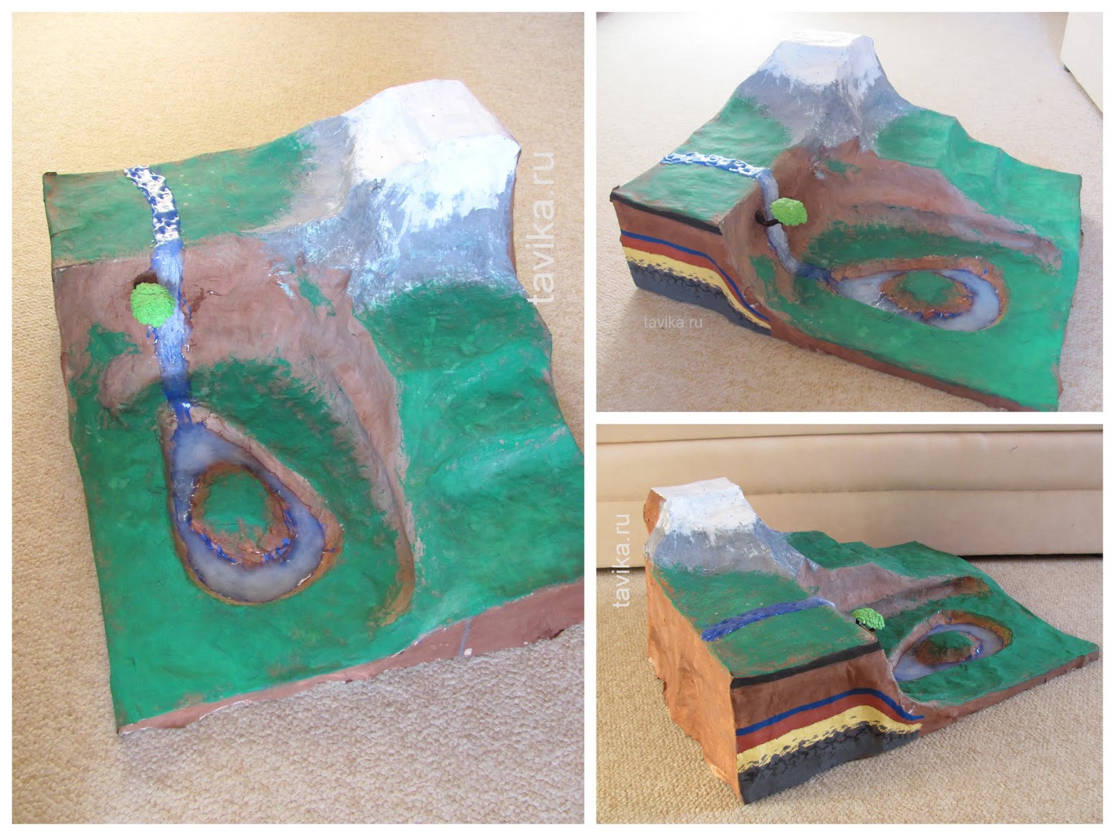 макет горного ландшафта из папье-маше