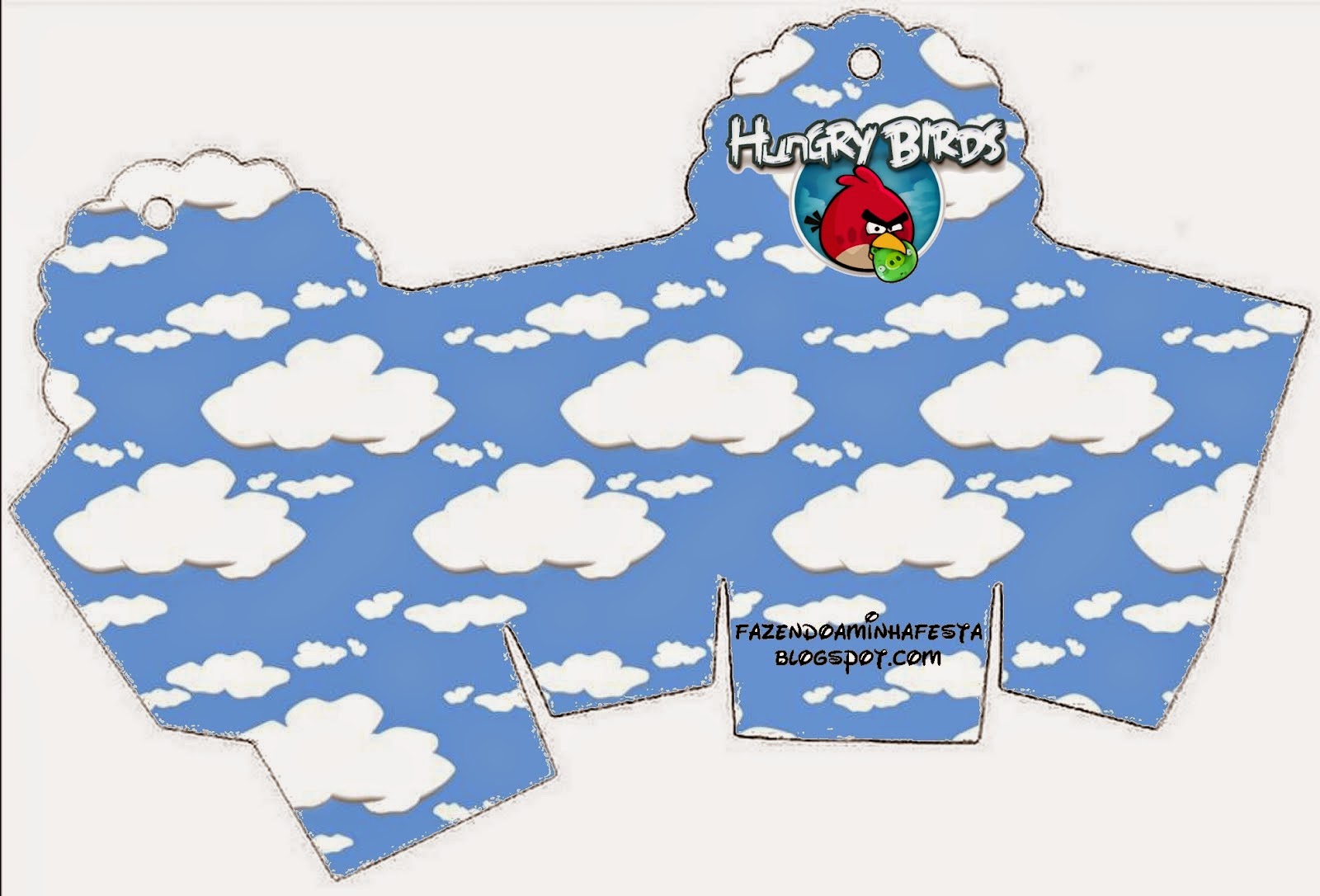 Caja para cupcakes, chocoltes o golosinas Angry Birds con Nubes.