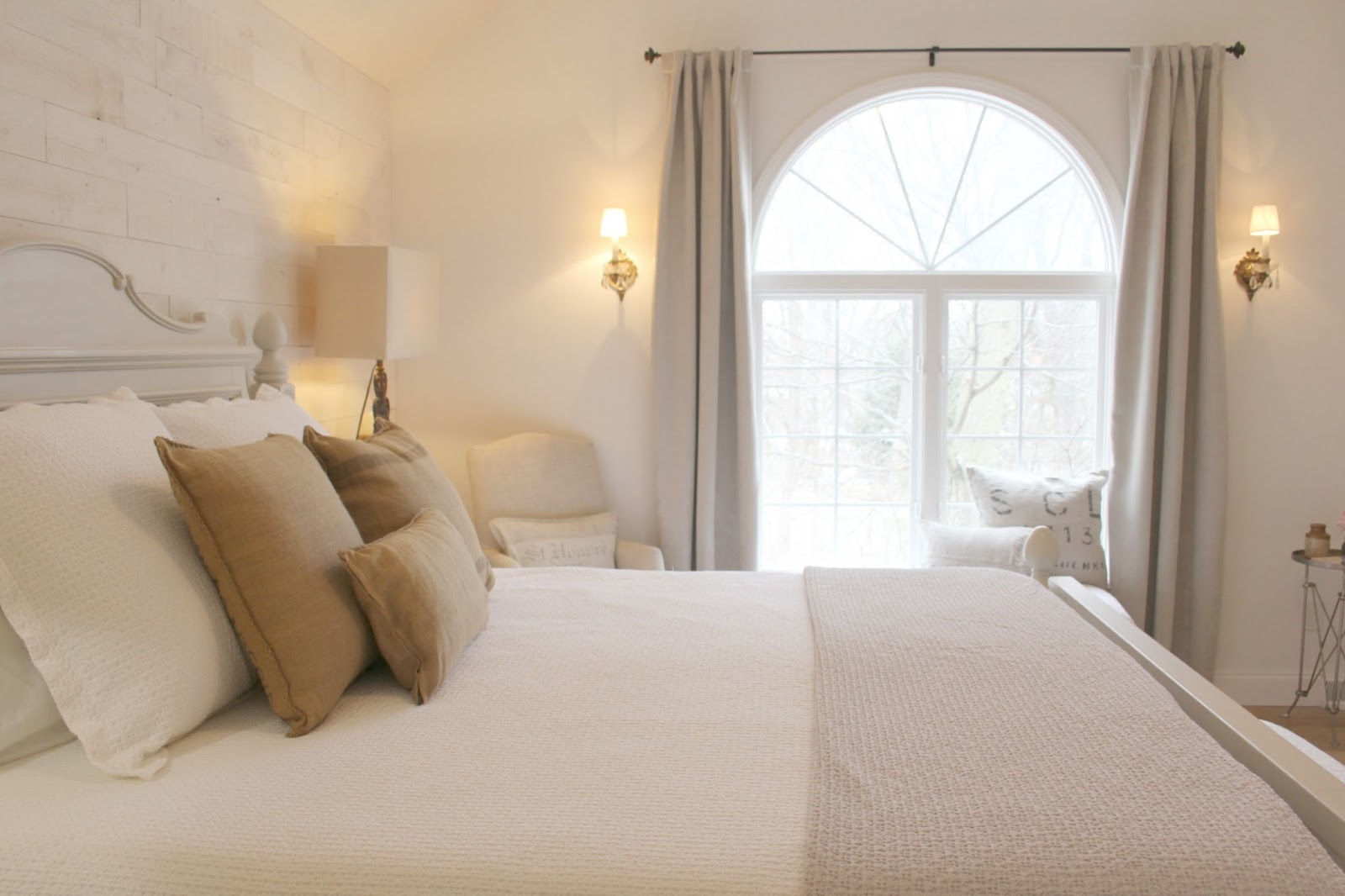 Nordic farmhouse style in master bedroom of Hello Lovely Studio fixer upper