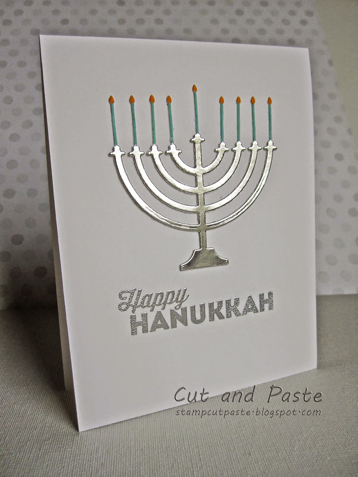 Cut and Paste CAS Silver Hanukkah Menorah Card