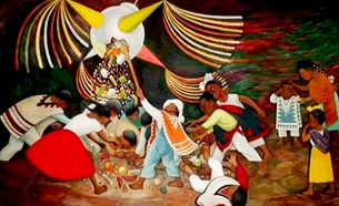 Piñata navideña Personas difrutando de la piñata en Navidad