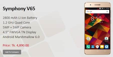 Symphony V65 Symphony Xplorer V65 Smartphone