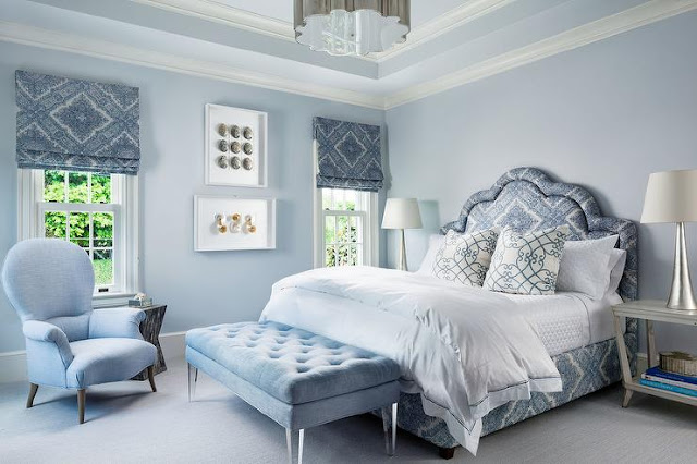 Desain Kamar Tidur romantis warna Blue-Grey