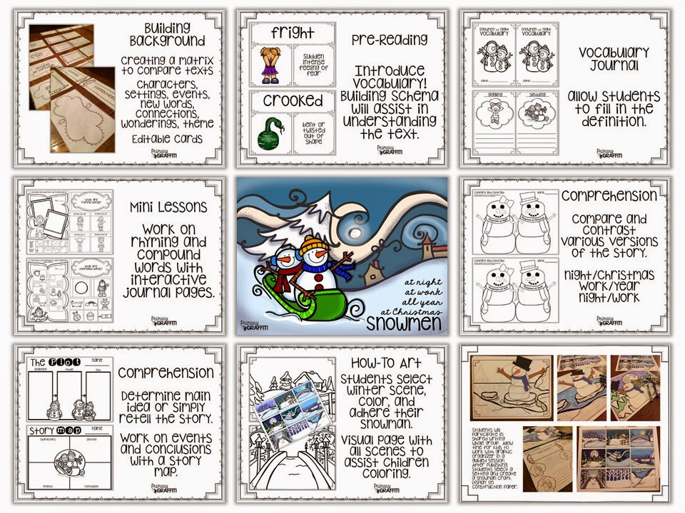 http://www.teacherspayteachers.com/Product/Snowmen-at-Night-at-Work-at-Christmas-and-All-Year-Book-Companion-1578508