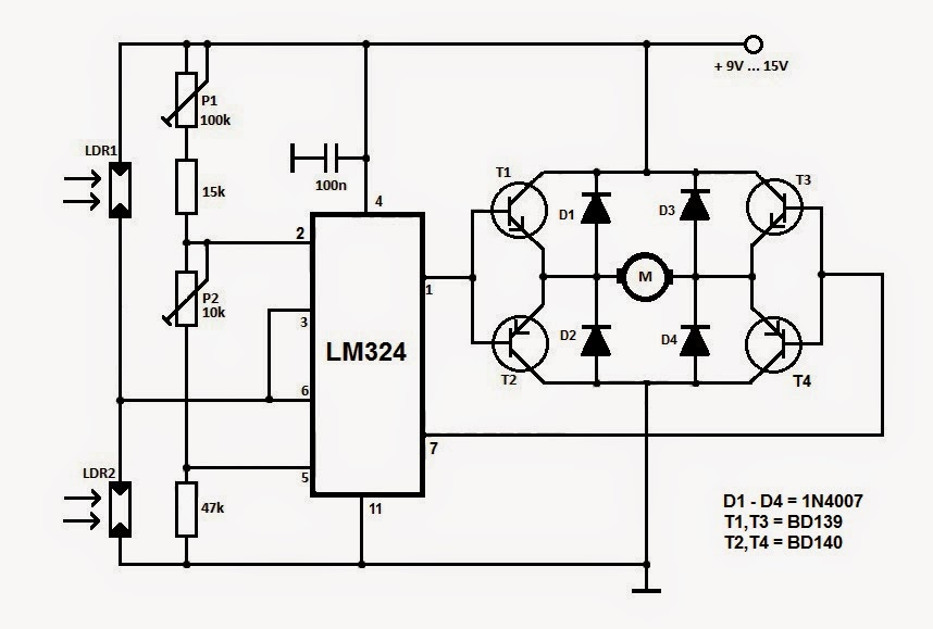 Solar tracker circuit ~ Simple Projects