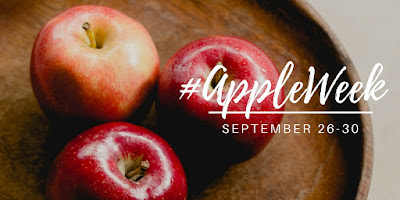 Sweet or Savory Apple Cider Waffles 3 tray of apples with #appleweek logo and dates