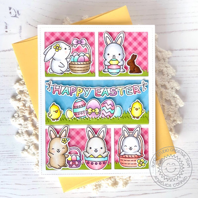 Sunny Studio Stamps: Chubby Bunny Comic Strip Everyday Dies Happy Easter Card by Angelica Conrad