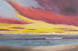 sunset acrylic ocean painting beach paintings abstract landscape modern canvas impressionist textured derek collins artist