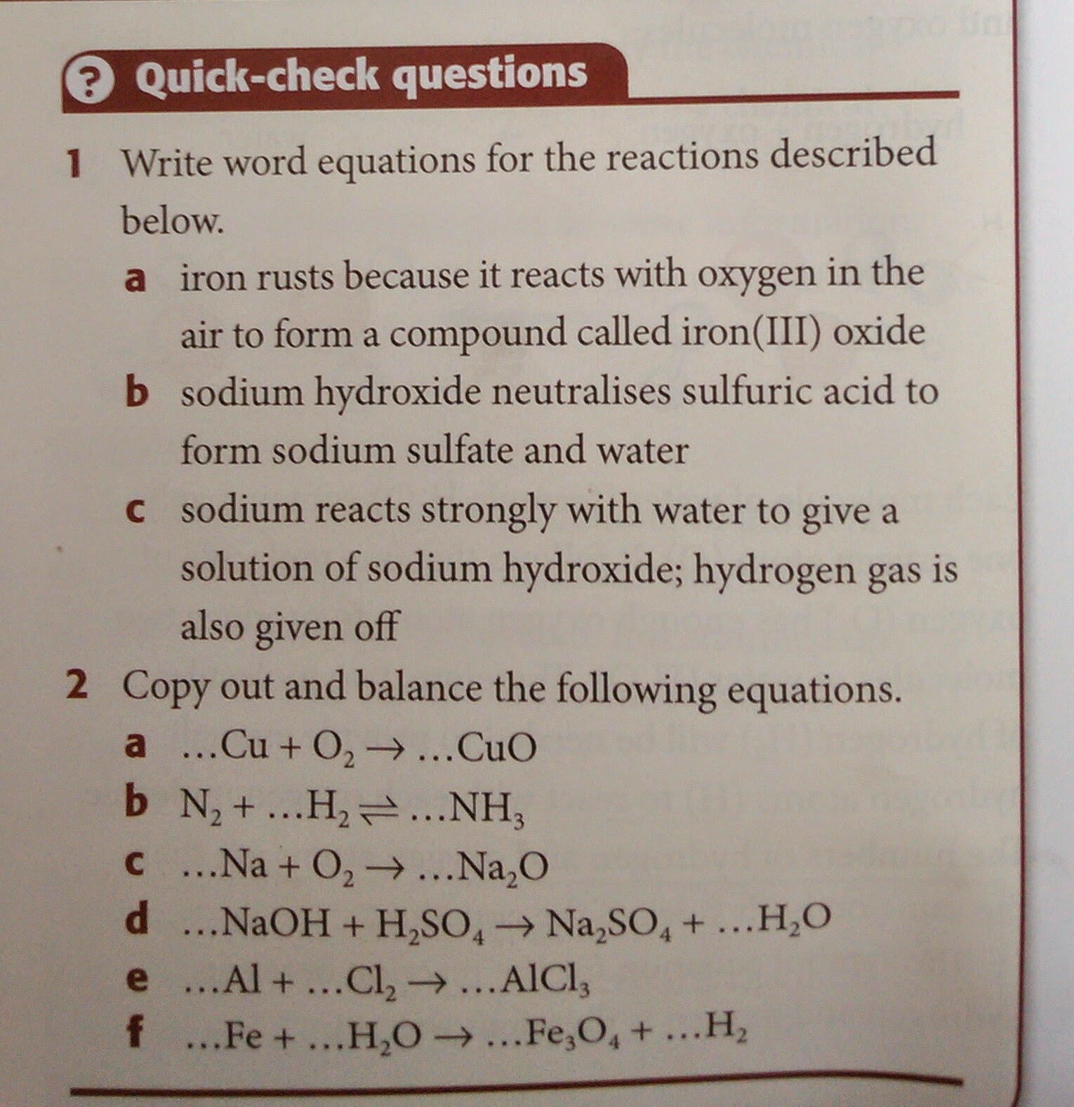 IGCSE Chemistry: Chemical Equation Worksheet - Chemistry For Us