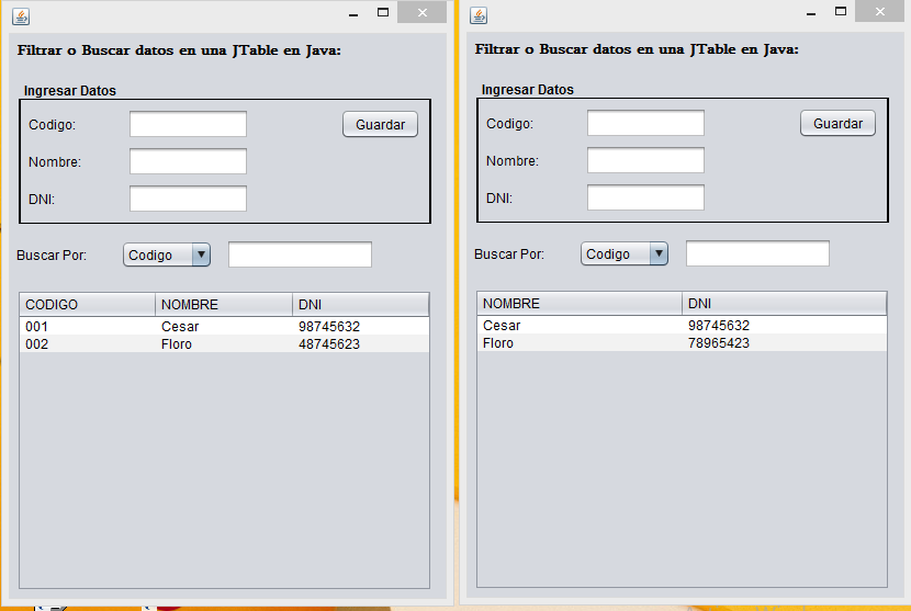 ocultar columnas de una tabla en java? CódigoJavaLibre
