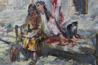 Uzbekistan, Tashkent, State Museum Of Arts, Young scoolgirls, Kovalevskaya Z.M., topchan, © L. Gigout, 2012