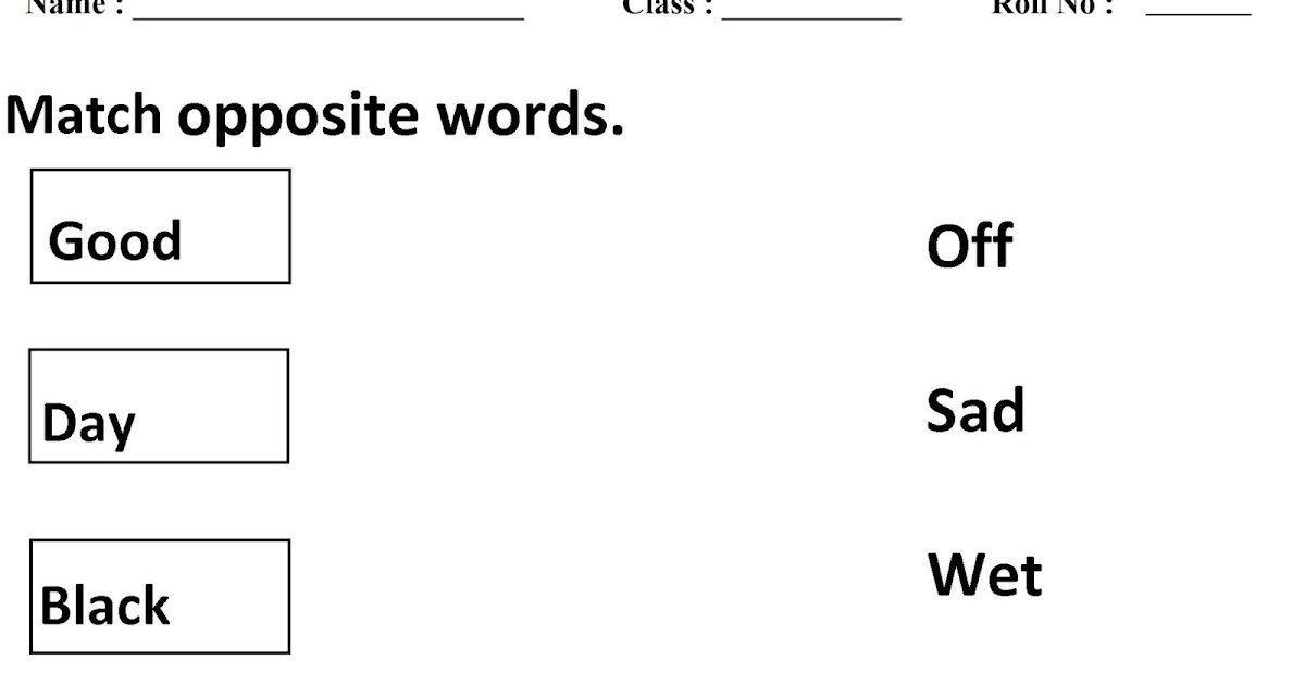 opposites worksheets for grade 1 and grade 2