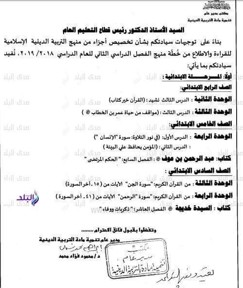 المحذوف فى الدين الاسلامى ابتدائي وإعدادي الترم الثاني 2019 - موقع مدرستى المحذوف فى الدين الاسلامى ابتدائي وإعدادي الترم الثاني 2019 - موقع مدرستى