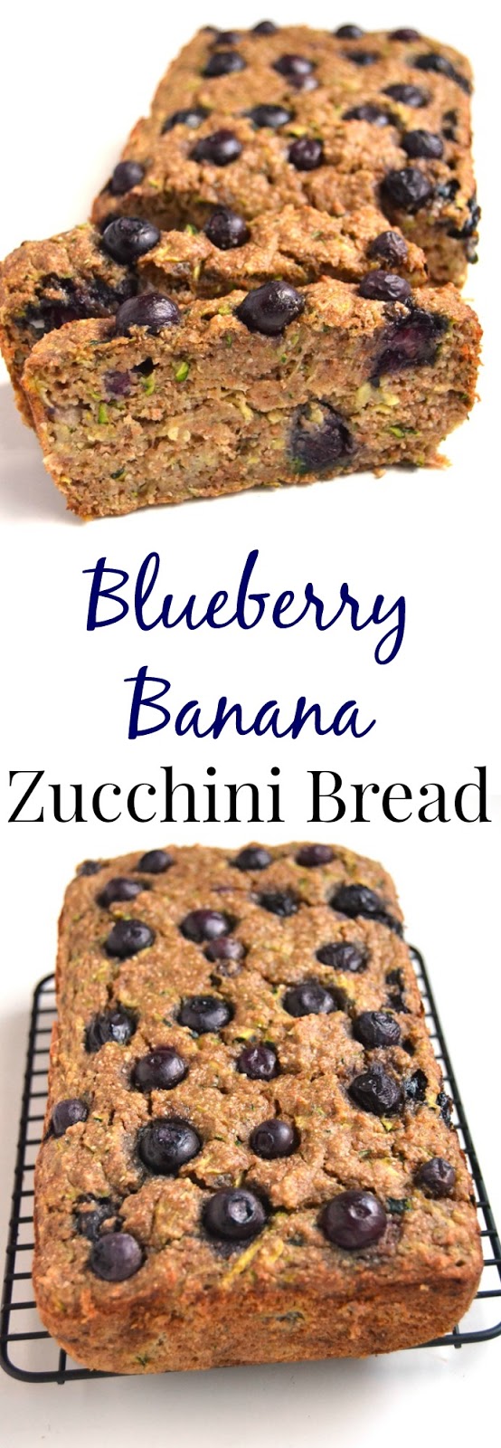 Blueberry Banana Zucchini Bread is a moist and healthy bread made with whole-wheat flour and the season's best blueberries and zucchini. www.nutritionistreviews.com