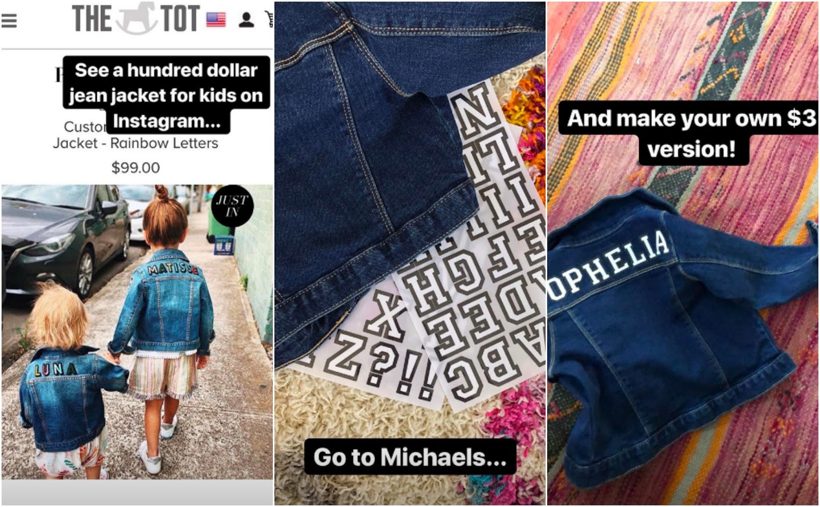 the tot personalized denim jacket