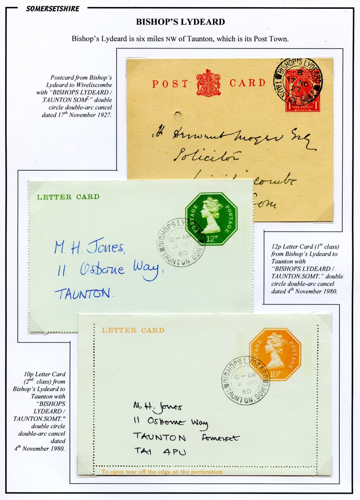 Somerset (& Bristol) Postal History 20th century Lydeard