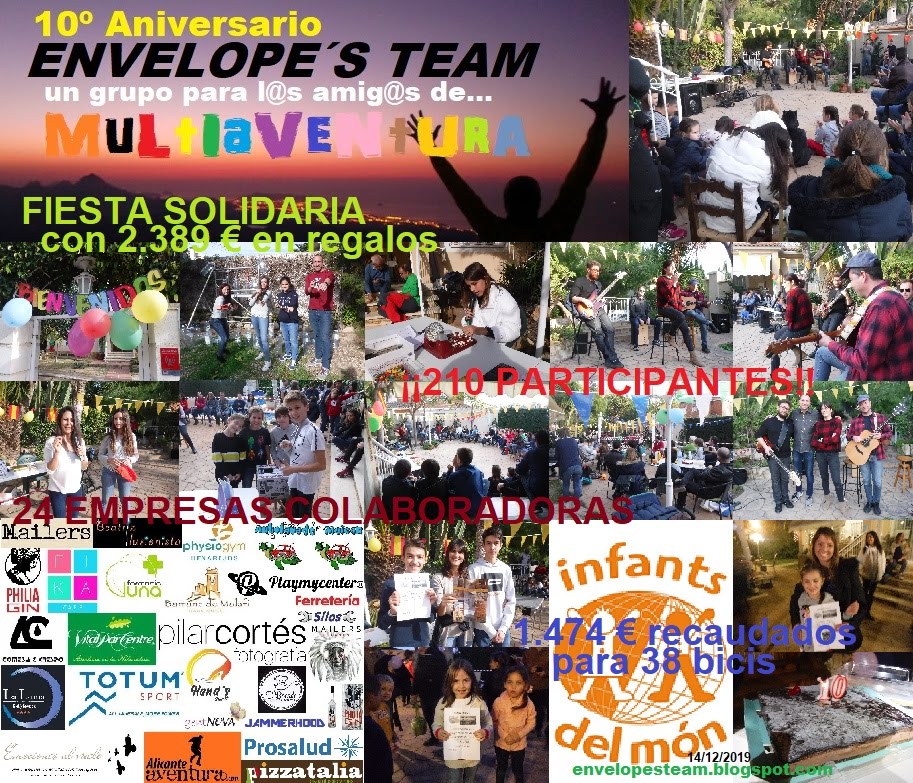 FIESTA 🎉 SOLIDARIA 🎏 10º ANIVERSARIO 🎂 ENVELOPE´S TEAM ❤ MULTIAVENTURA ⛰ 2019