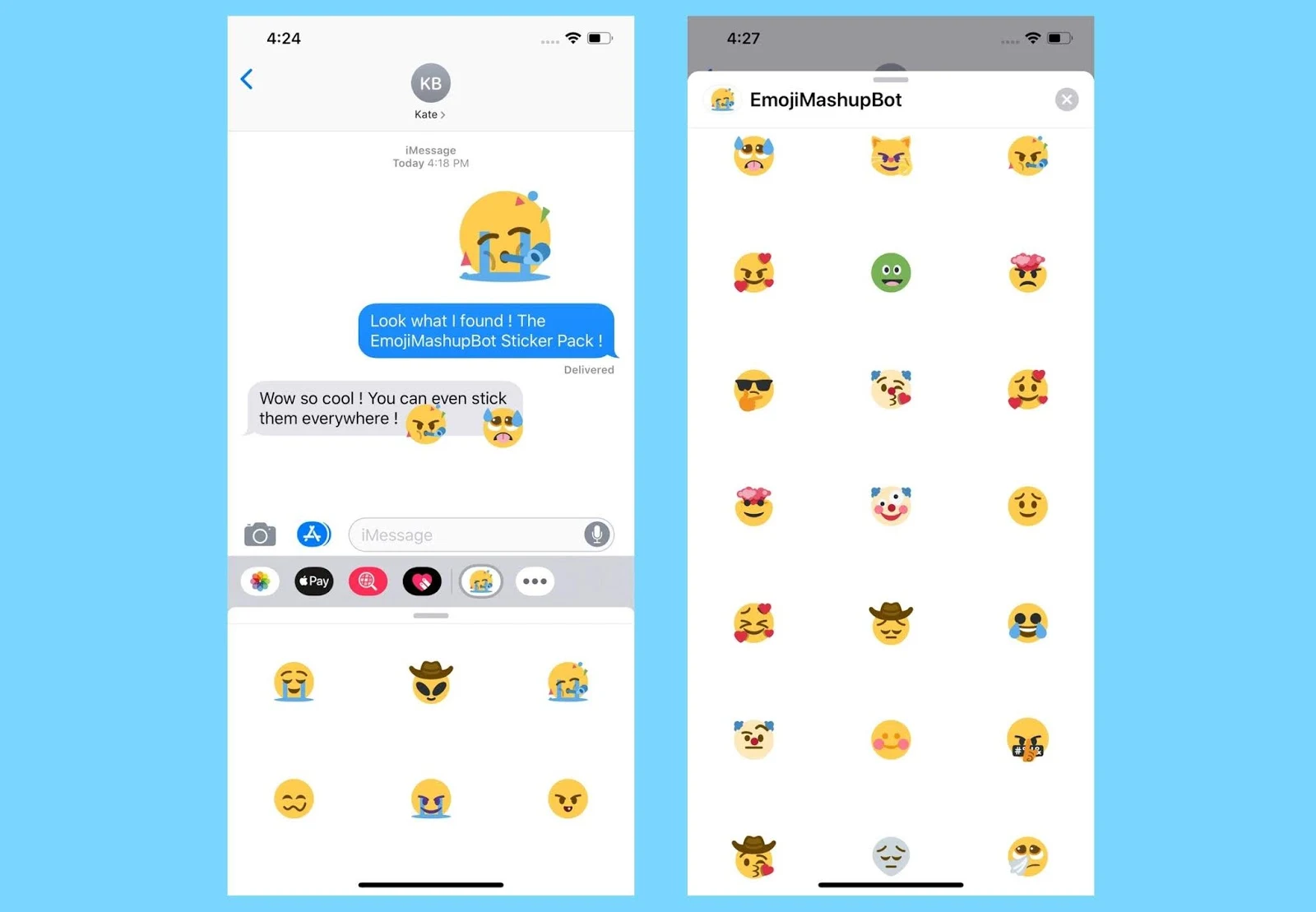 The new Emoji Mashup Pack is now available on Whatsapp and iMessage