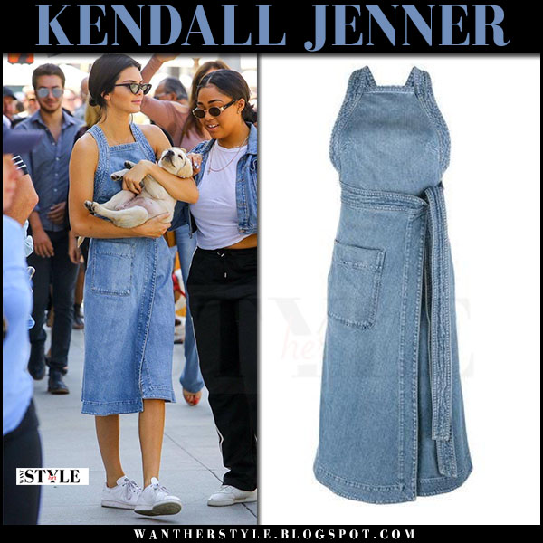 Kendall Jenner In Blue Denim Midi Dress Los Angeles On June 20 Kendall Jenner In Denim Midi Dress Stella Mccartney What She Wore June 20 2017