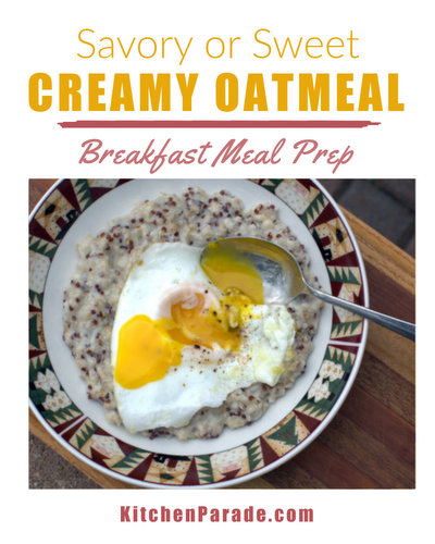 How to Transform Your Morning Oatmeal with Creamy Oatmeal ♥ KitchenParade.com, half steel-cut oats and half old-fashioned rolled oats cooked in part milk, part water. Great texture. Great for meal prep. Weight Watchers Friendly.