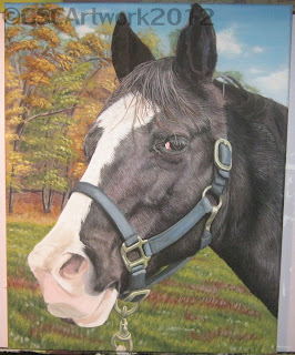 whiskey black horse acrylic painting in progress