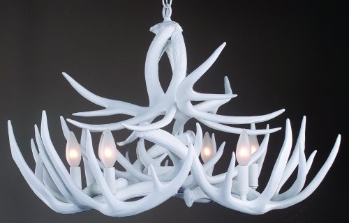 white rustic antler chandelier
