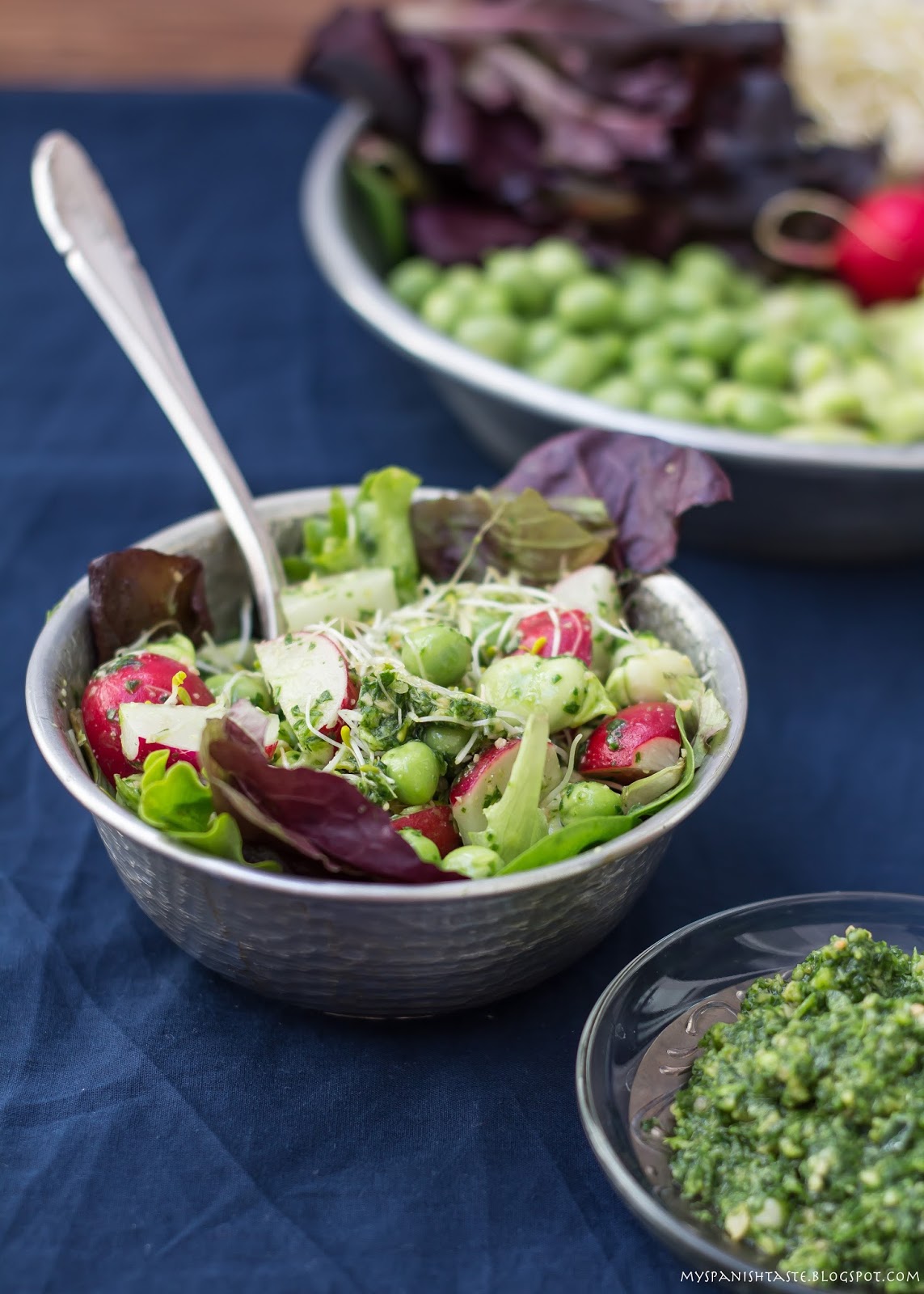 My Spanish Taste Broad beans and peas salad with arugula pesto