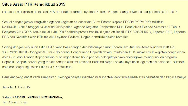 Situs  Arsip Data PTK Padamu Negeri Kemdikbud 2015