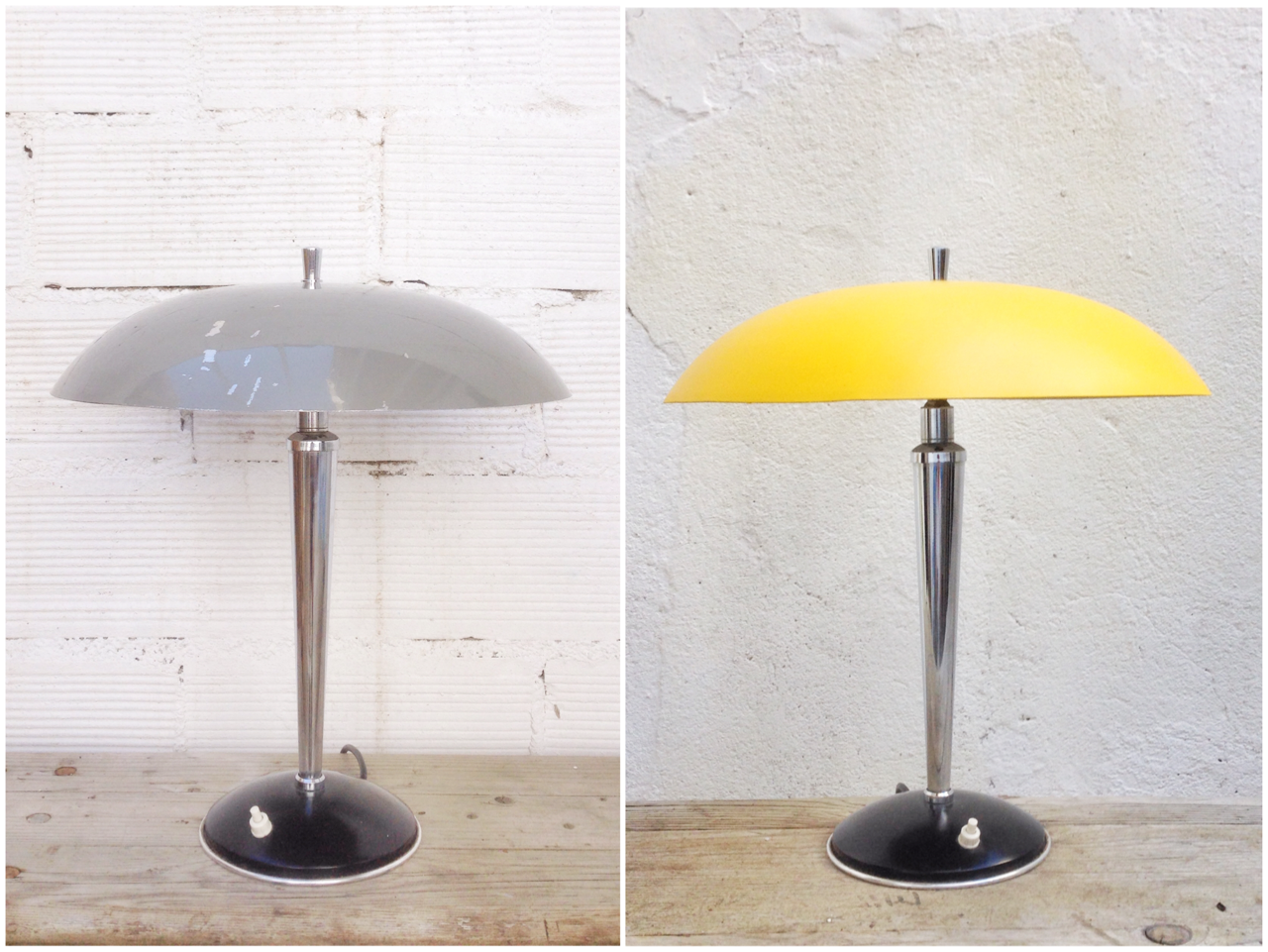 Antes y Después - Una lámpara años 50 amarilla - Studio Alis Barcelona