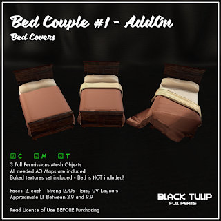 [Black Tulip] Mesh - Bed Couple #1 - Covers AddOn