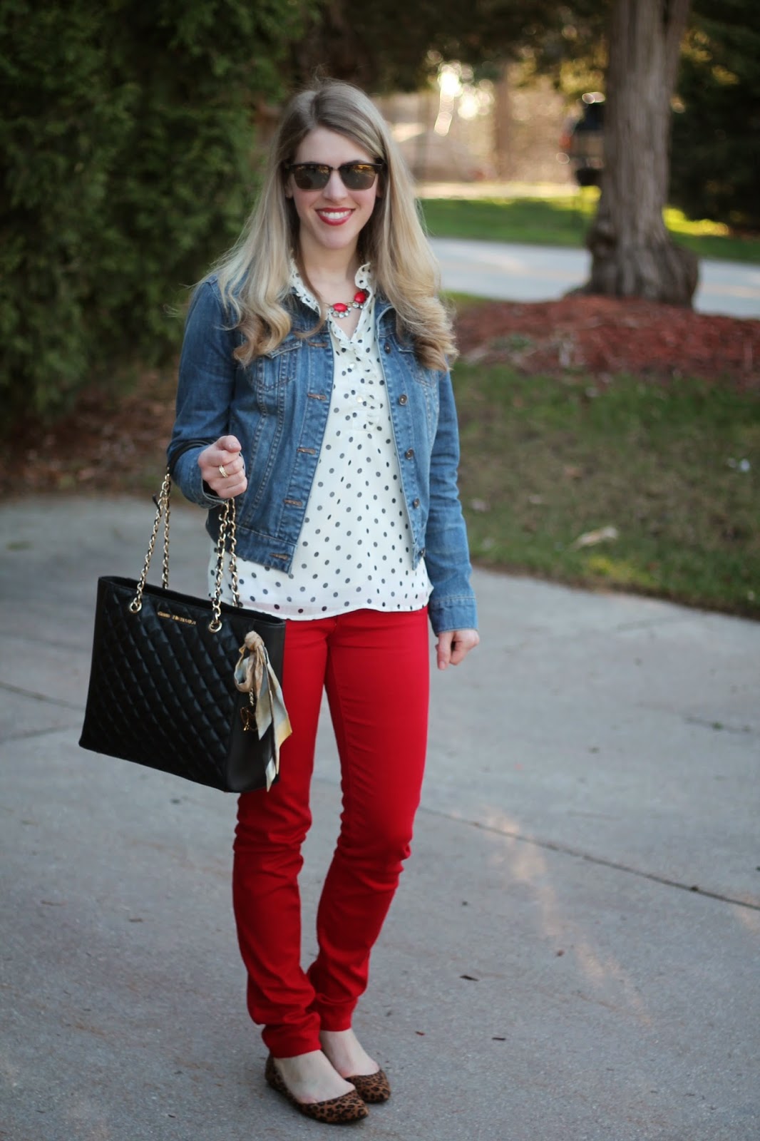 I do deClaire: Red Jeans and Polka Dot Top