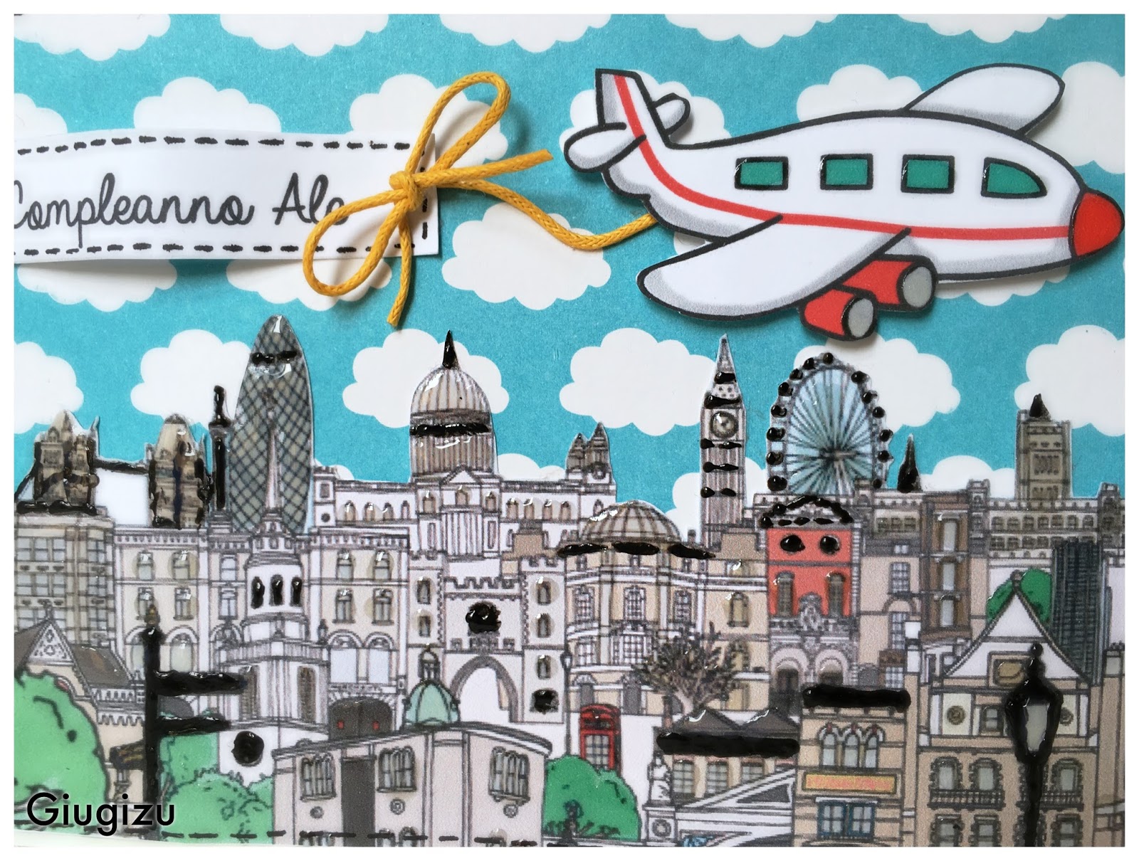 Giugizu's corner Handmade London themed birthday card Biglietto di