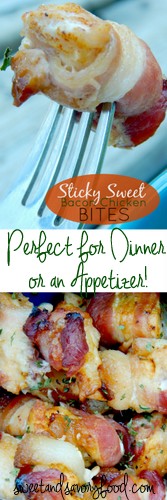sticky sweet bacon chicken bites (sweetandsavoryfood.com)
