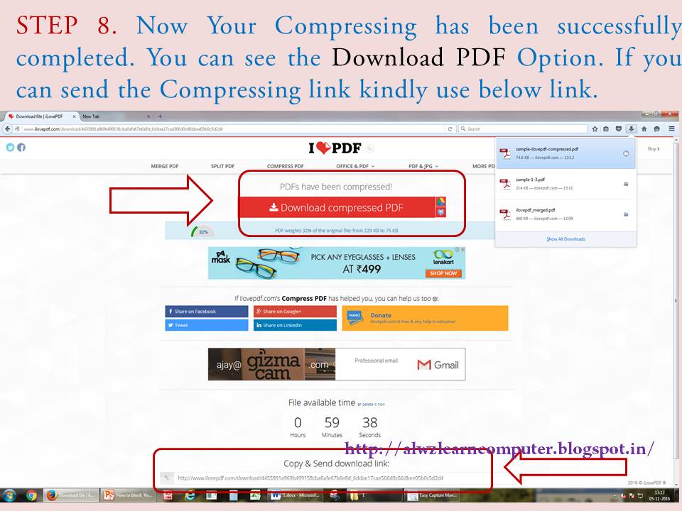 How to Compress PDF Files without using any software - alwzlearn computer