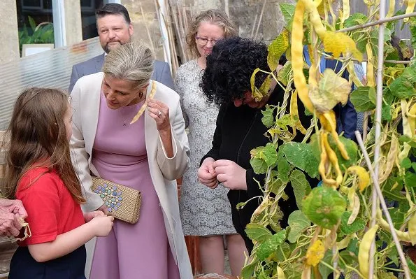 Sophie Countess of Wessex wore Dolce & Gabbana pink sleeveless wool dress and Prada cashmere coat, Prada pumps