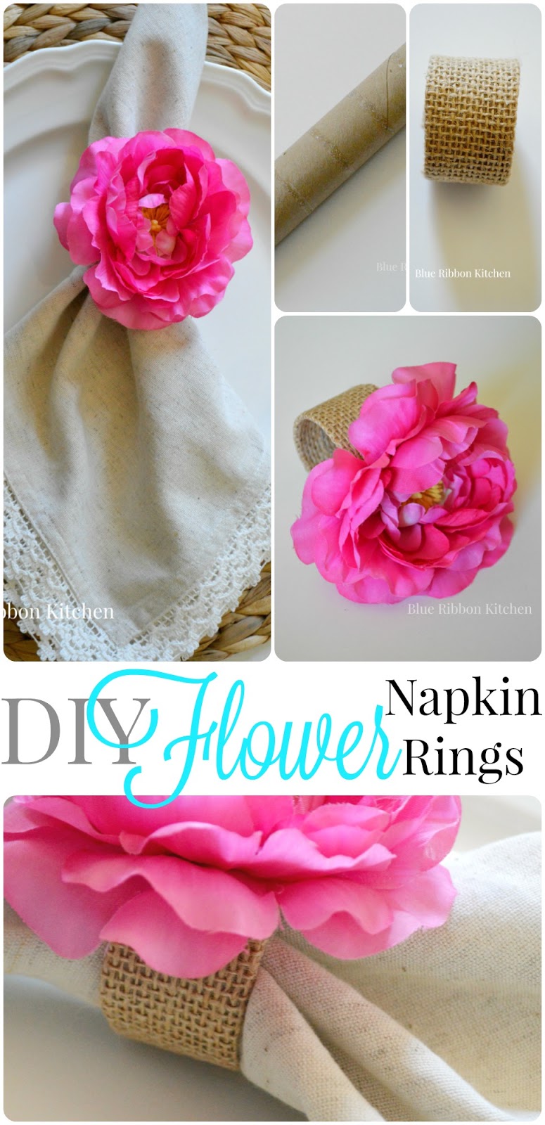 Blue Ribbon Kitchen Easy DIY Flower Napkin Rings