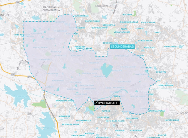 Hyderabad uberPOOL coverage area